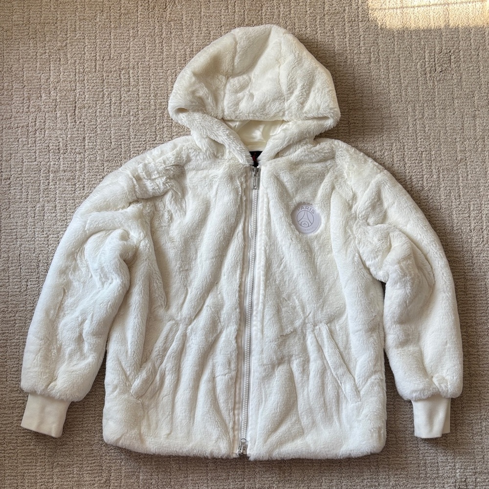 Jordan x PSG white cream furry winter jacket